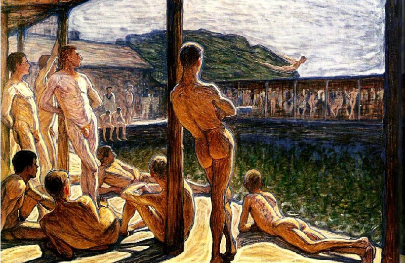 Eugene Jansson flottans badhus France oil painting art